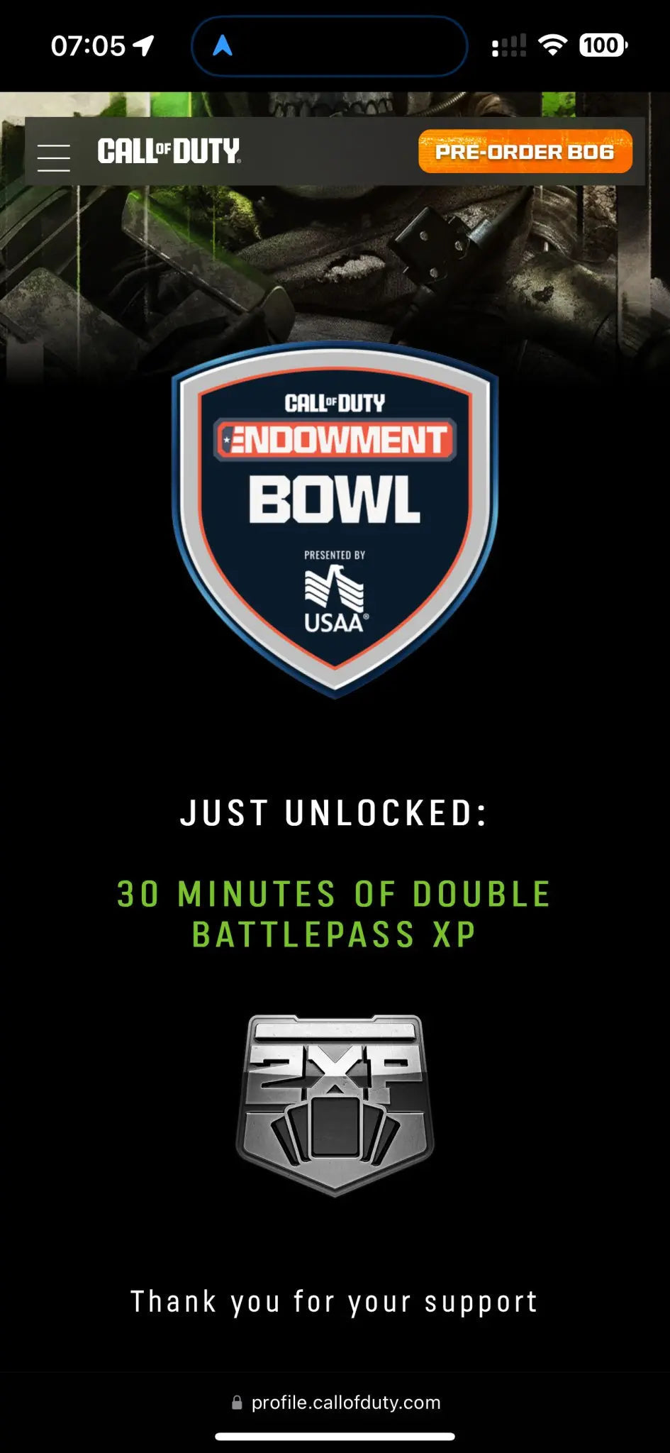 Call of Duty Modern Warfare 2 / 3 Endowment Bowl Bundle Charm and Double Battlepass Xp