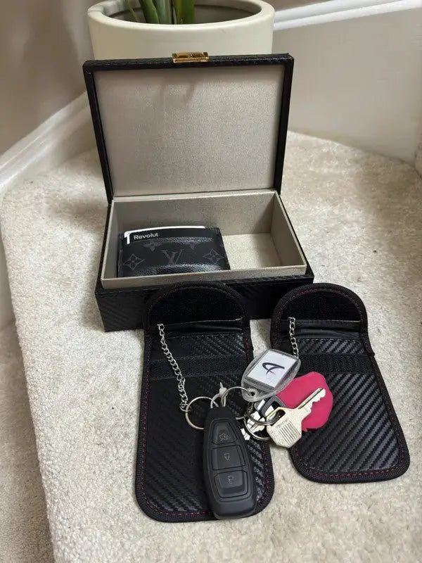 Faraday Box for Car Keys & 2 Pack Faraday Pouch, Keyless Car Key Signal Blocking Box