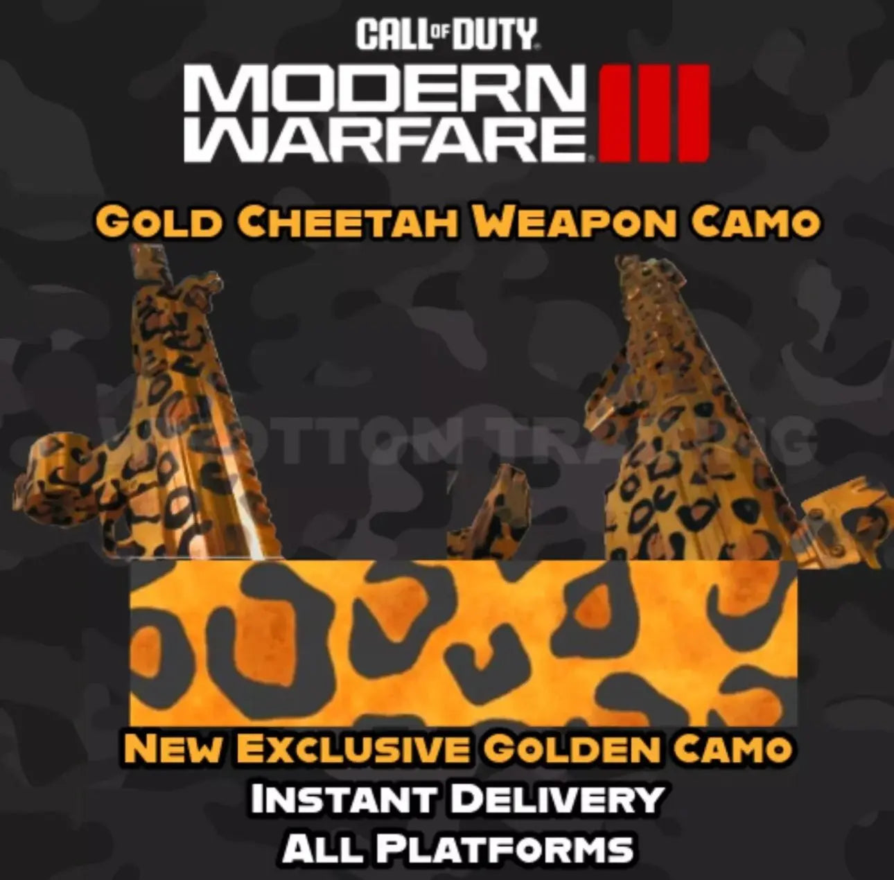 Golden Cheetah Camo for Call of Duty Modern Warfare 3  COD MW3