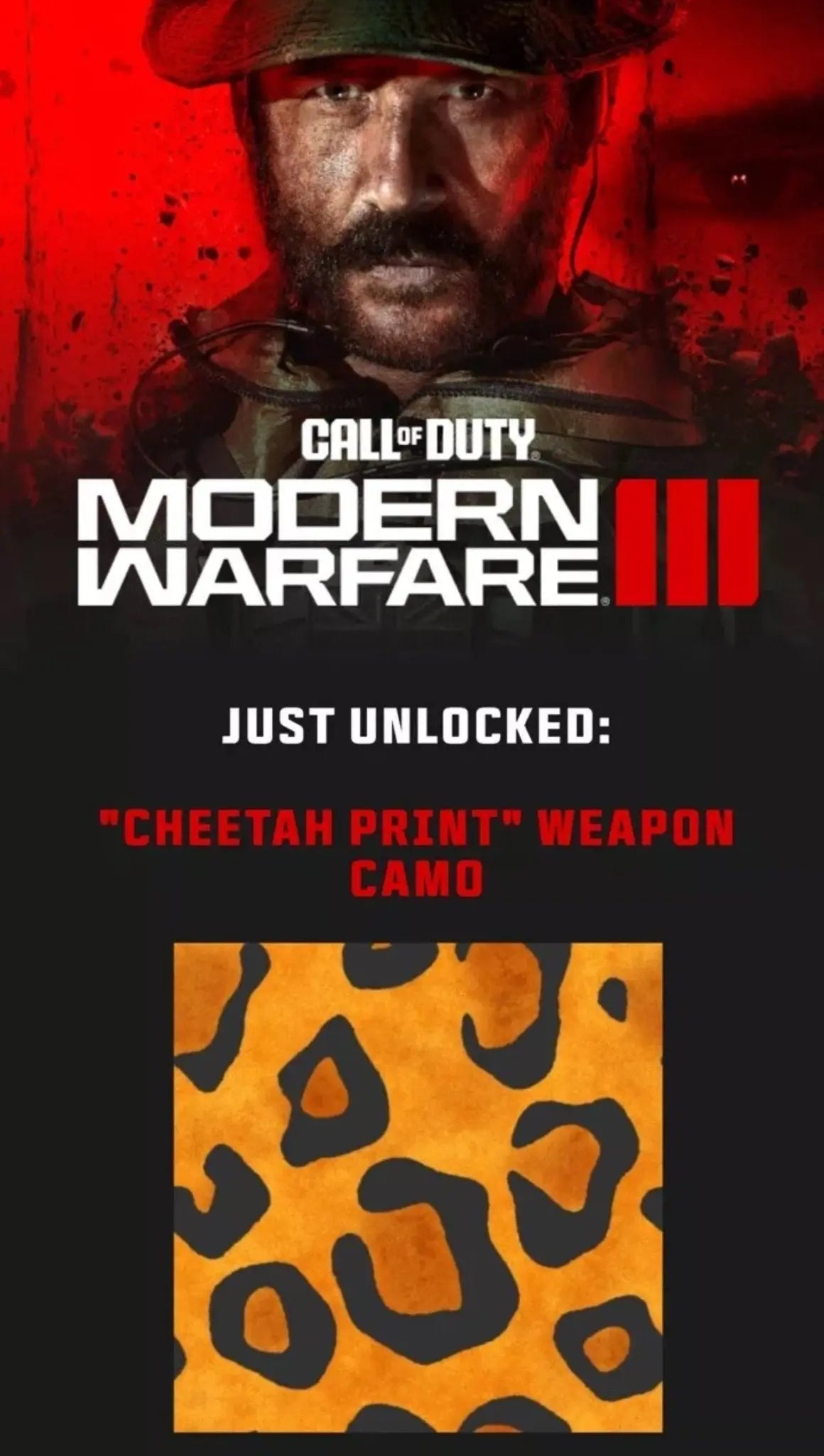 Golden Cheetah Camo for Call of Duty Modern Warfare 3  COD MW3