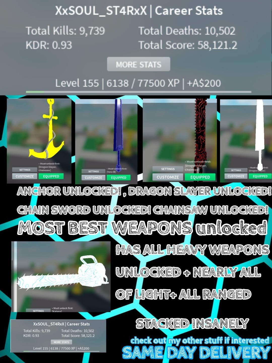 Roblox Account STACKED  grow a garden + CW + DIG LOADS MORE CHEAPEST