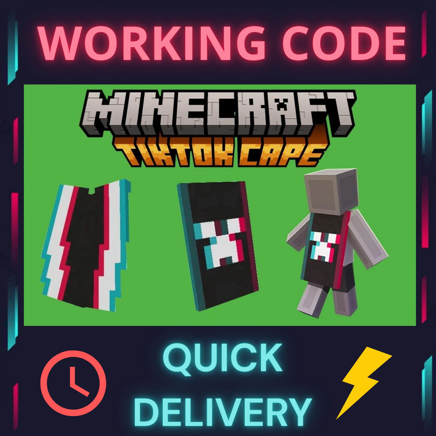 2024 Minecraft TikTok Cape Code [RARE] 🚨 Bedrock & Java  🎮 Fast Delivery ⏳⚡