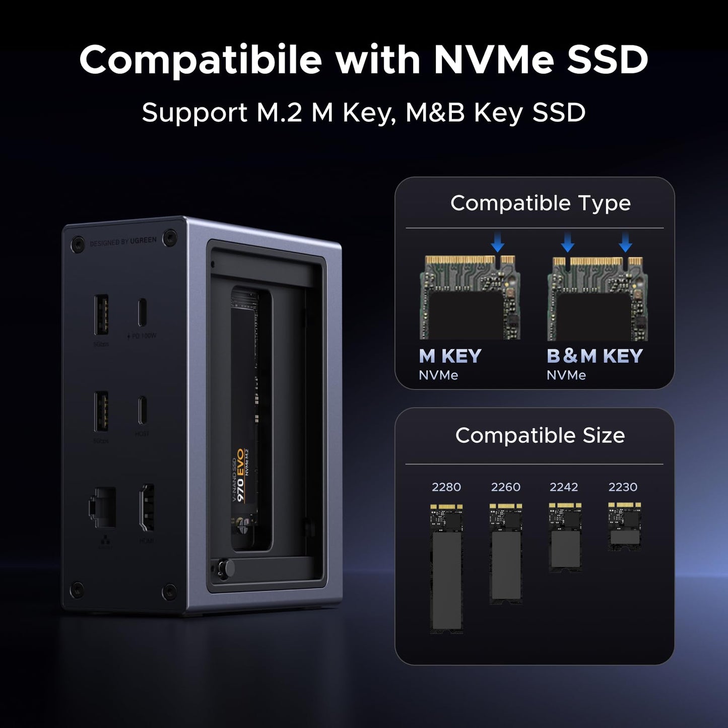 mousebows 10-in-1 USB-C Hub with SSD Enclosure - 4K HDMI & 100W PD