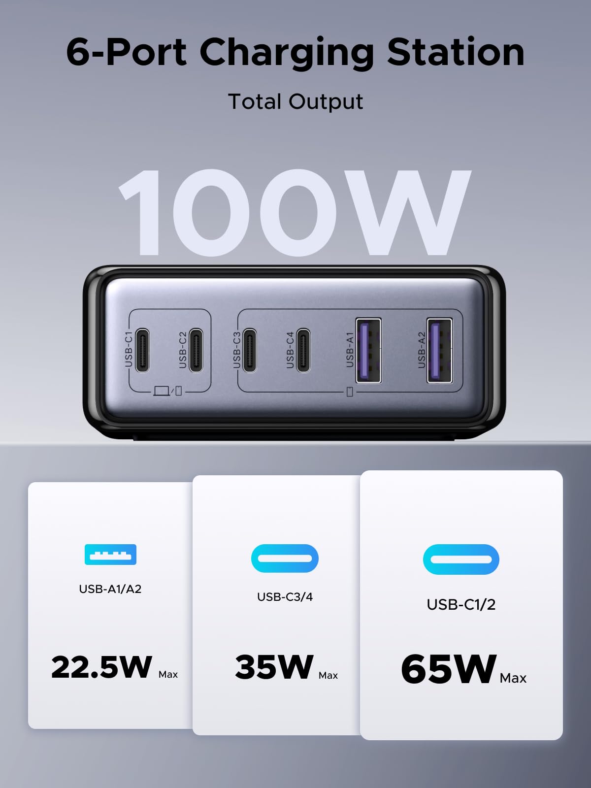 mousebows 100W 6-Port Charger