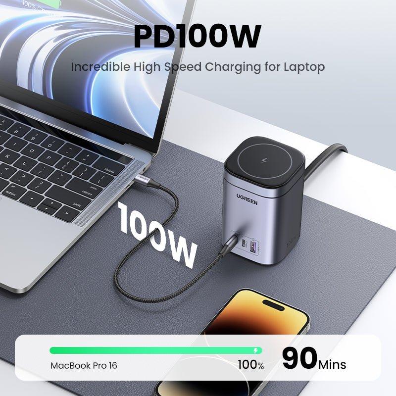 mousebows 100W 4-Port Power Station with Qi2 Wireless Charging