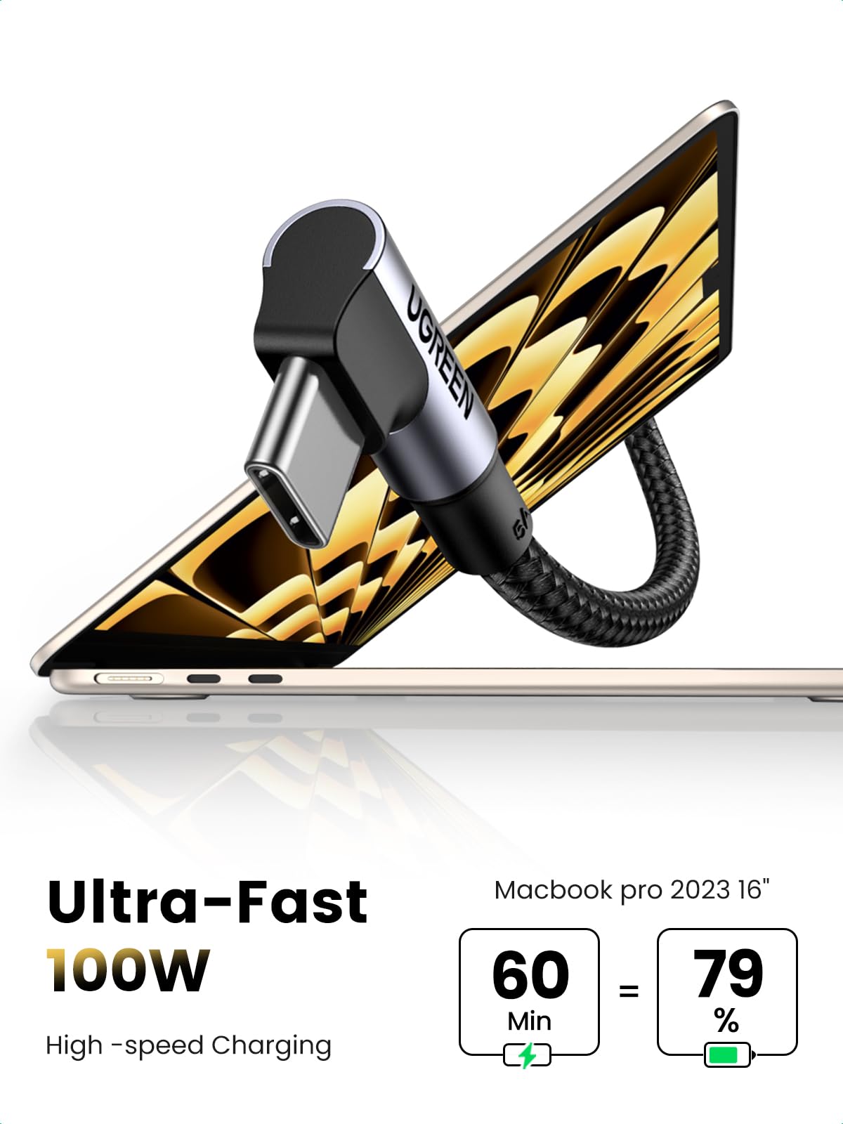 mousebows 100W USB C Cable 90 Degree Type C Charging Cable 10FT