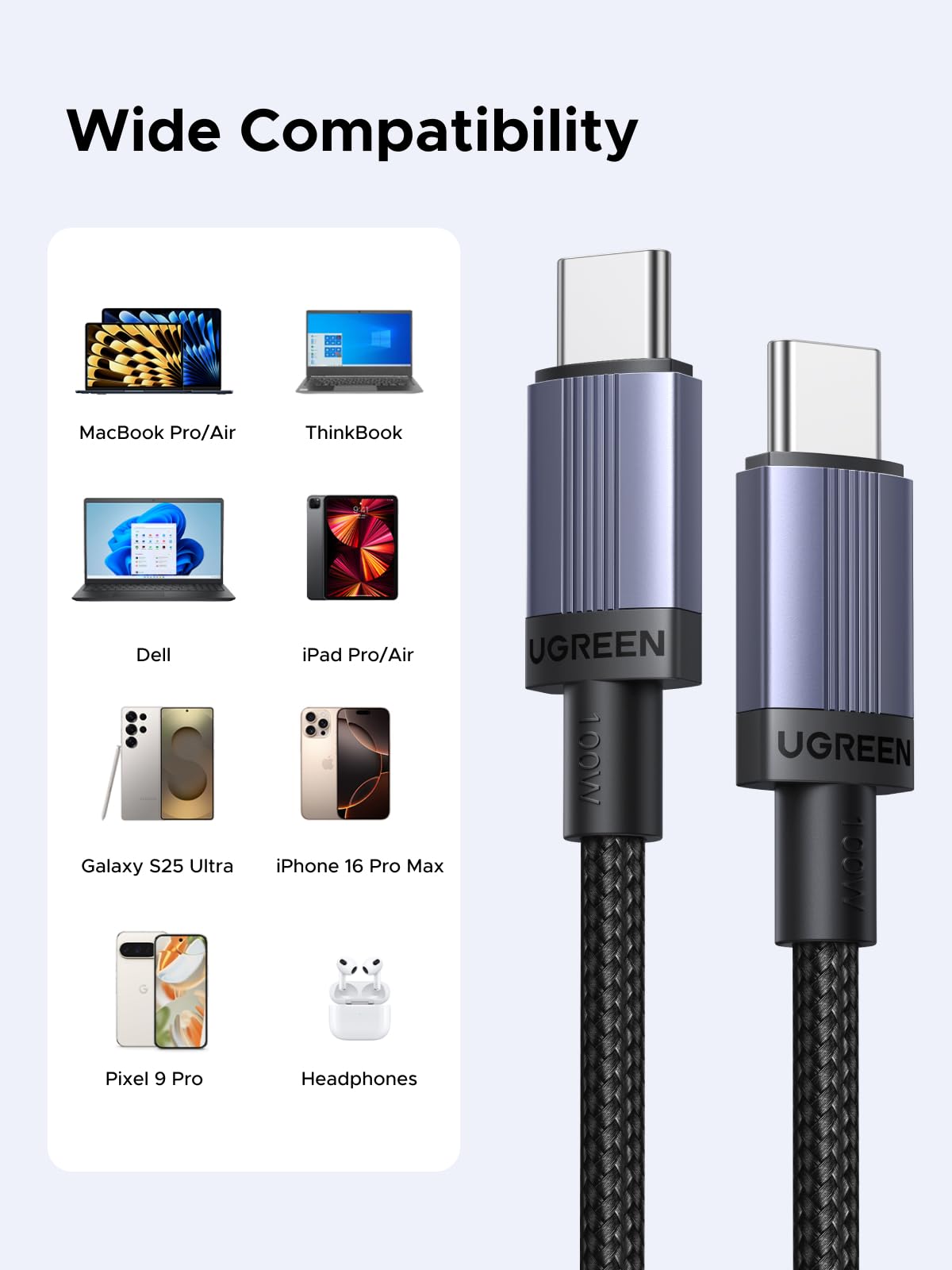 mousebows 100W USB C to C Cable PD Fast Charging