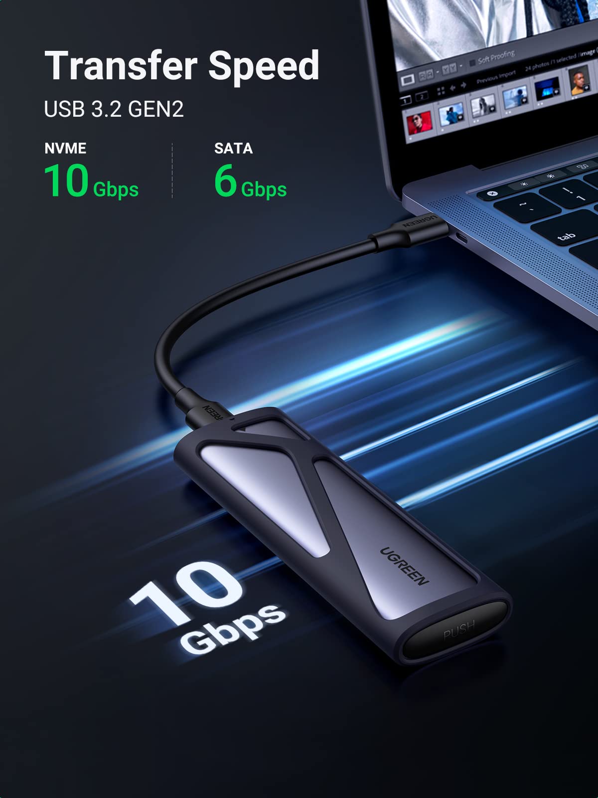 mousebows 10Gbps M.2 NVMe SATA Enclosure