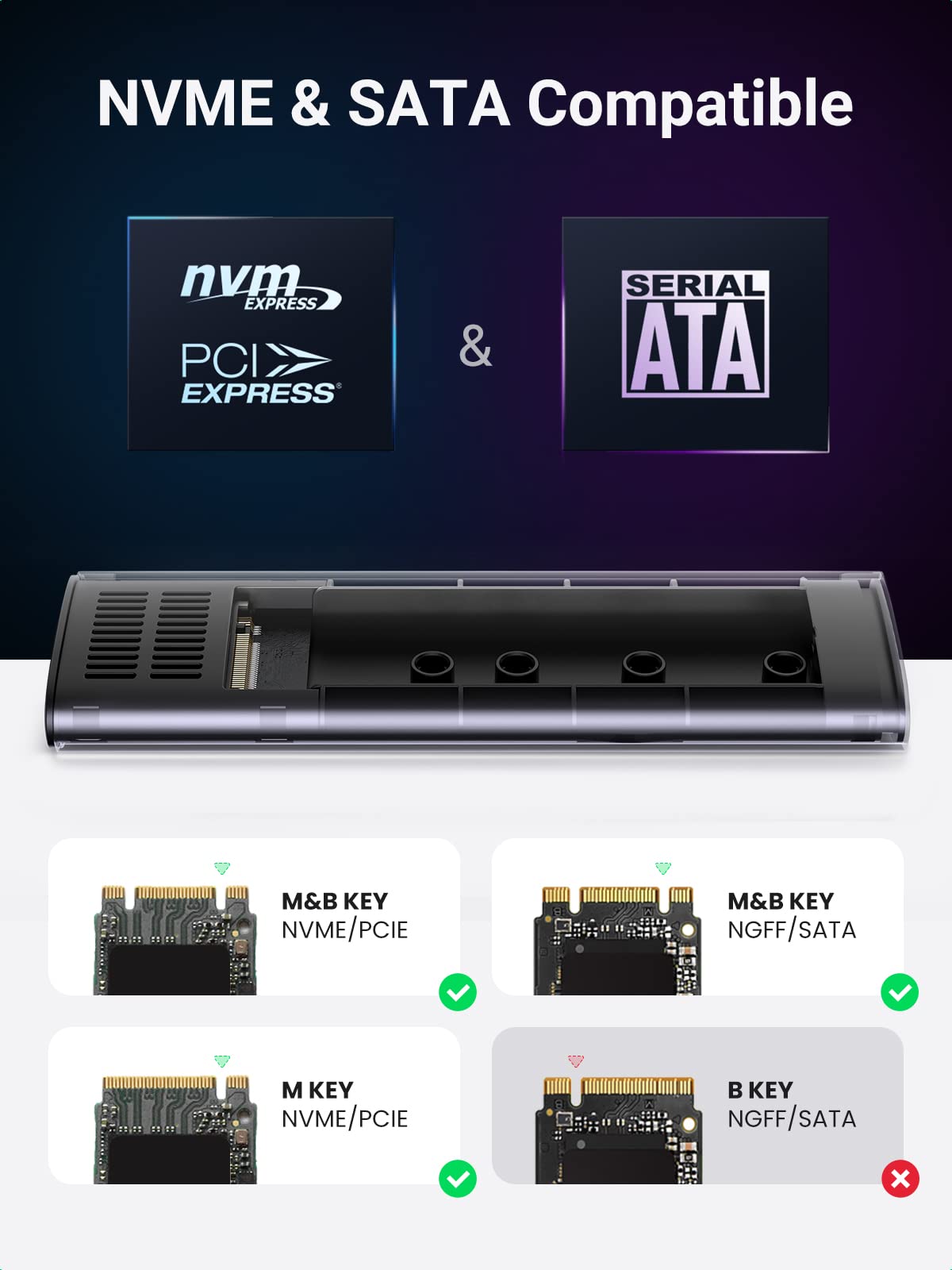 mousebows 10Gbps M.2 NVMe SATA Enclosure