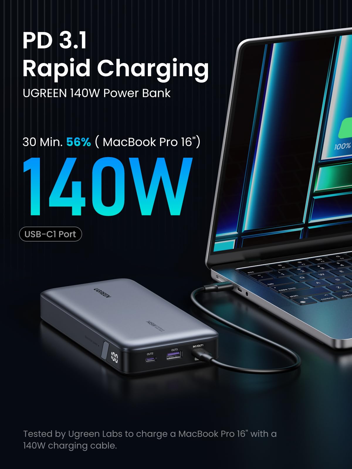 mousebows 145W 25000mAh 3-Port Power Bank