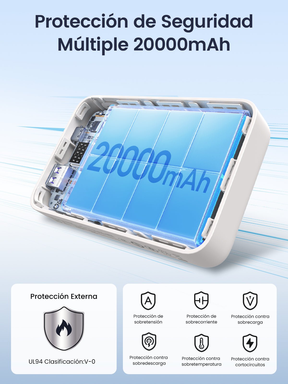 mousebows Power Bank 20000mAh 22.5W with Built-in USB-C Cable