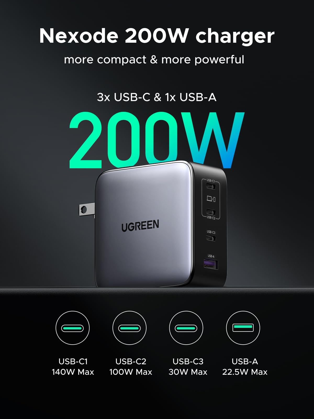 mousebows 200W 4-Port Laptop Charger