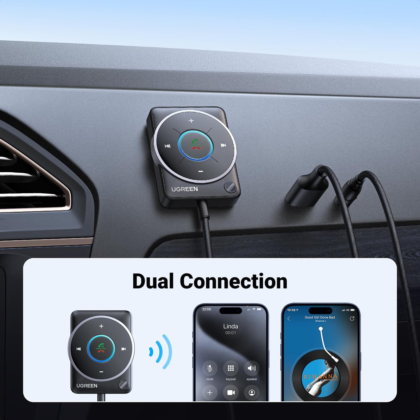 mousebows Aux Bluetooth 5.4 Adapter For Car (2024 Latest)