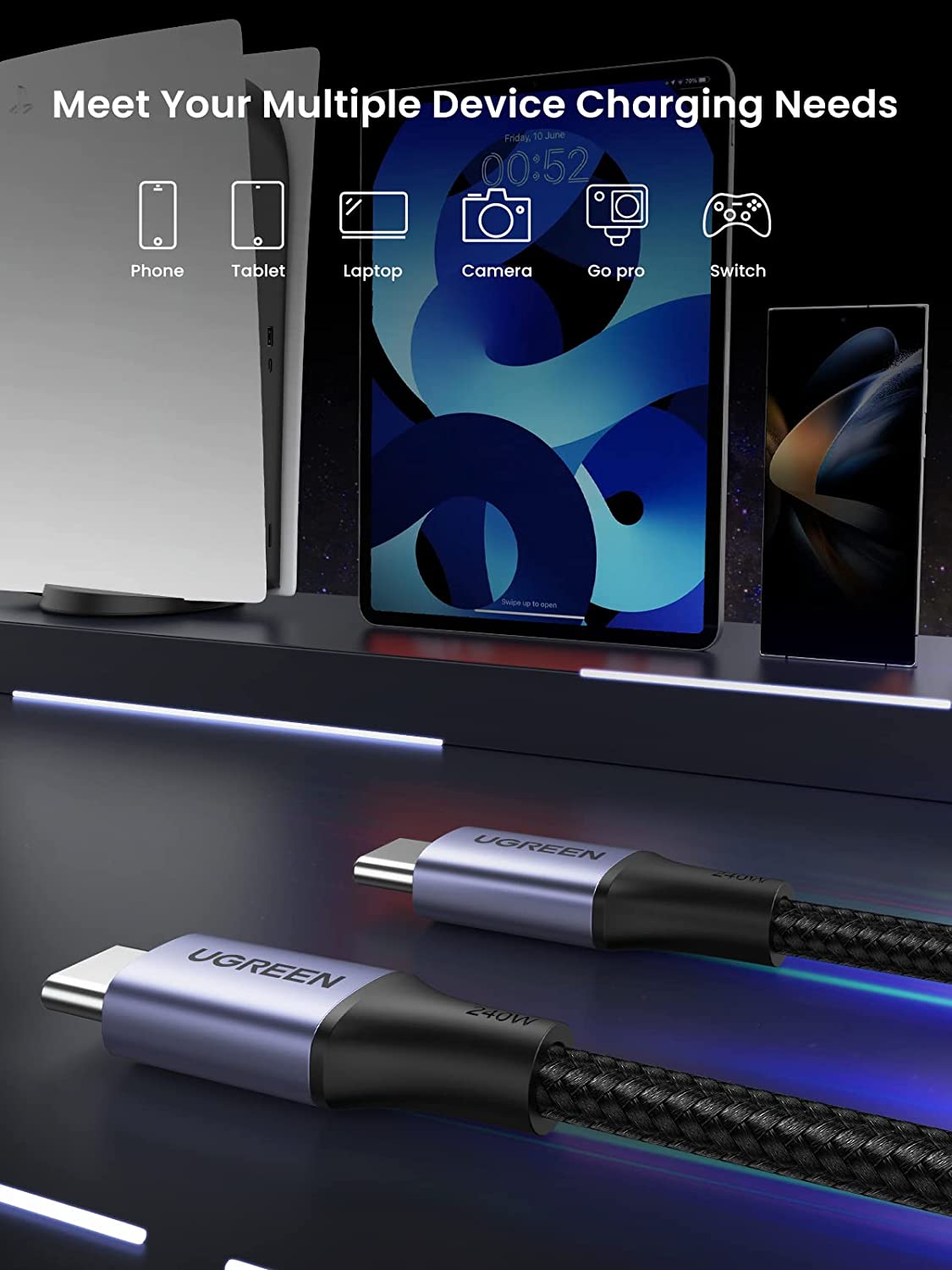 mousebows 240W PD3.1 USB C to USB C Cable