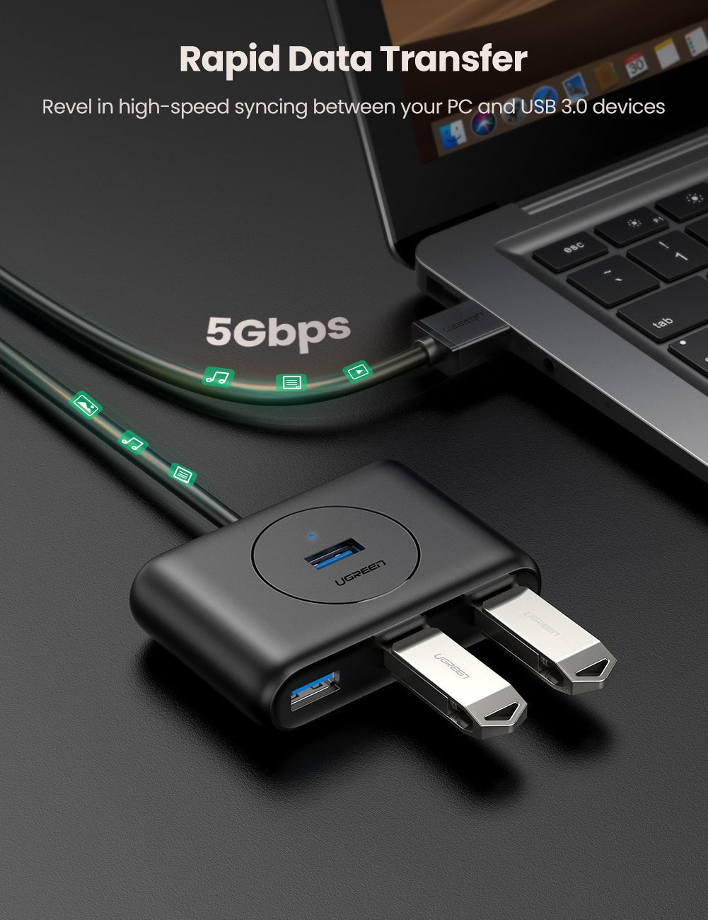 mousebows 4-in-1 USB 3.0 Data Hub