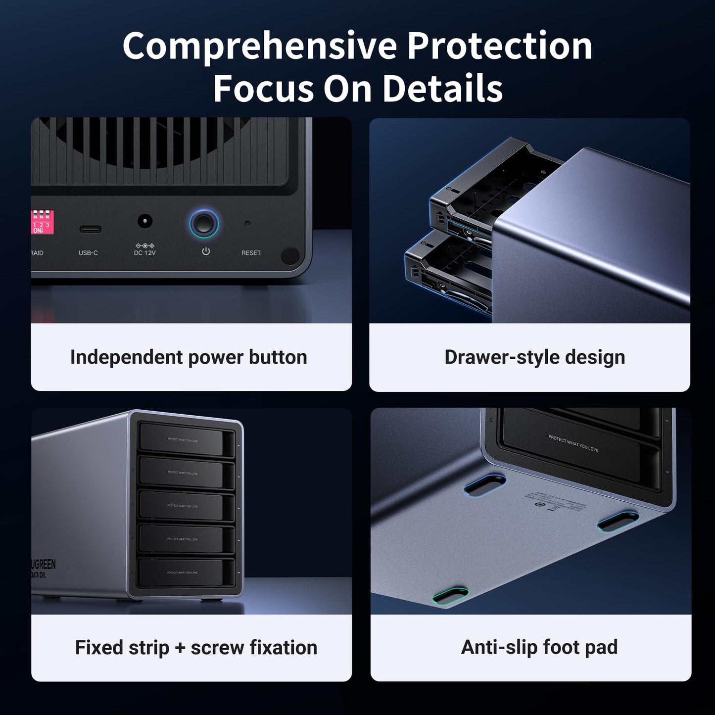 mousebows 5 Bay USB C RAID Hard Drive Enclosure 100TB