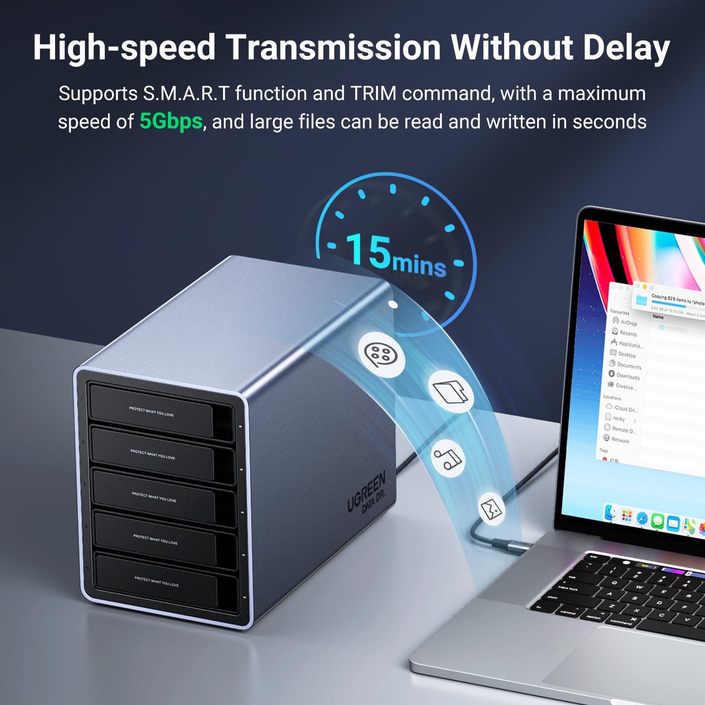 mousebows 5 Bay USB C RAID Hard Drive Enclosure 100TB