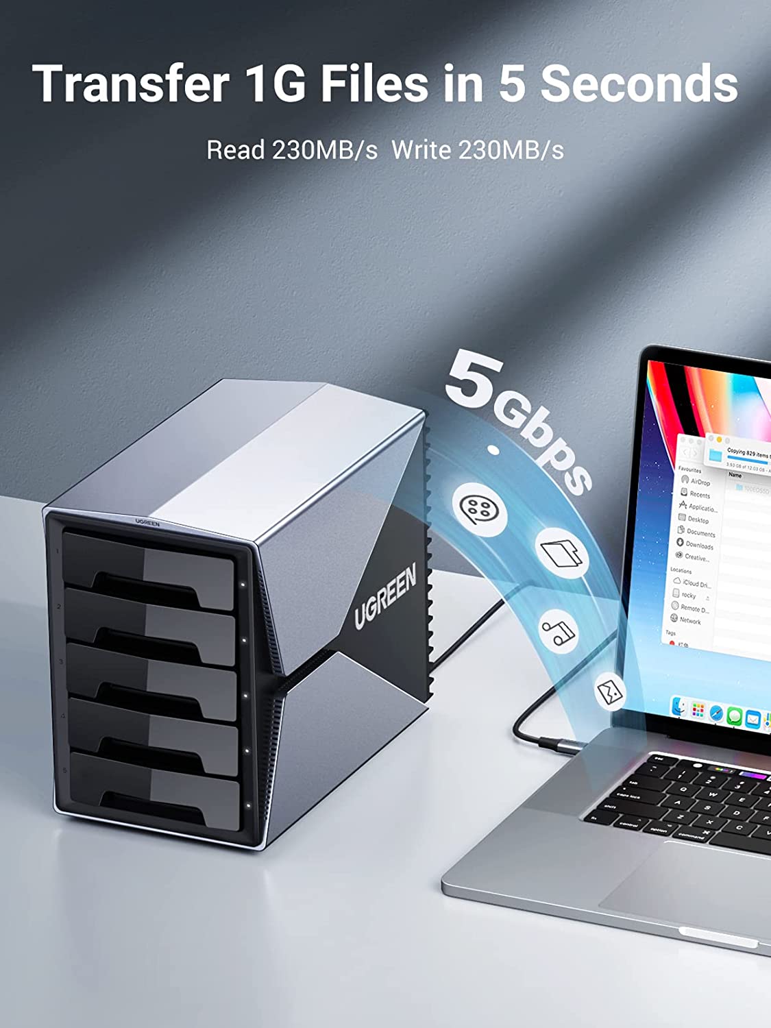 mousebows 5 Bay USB-C to SATA HDD SSD RAID Enclosure