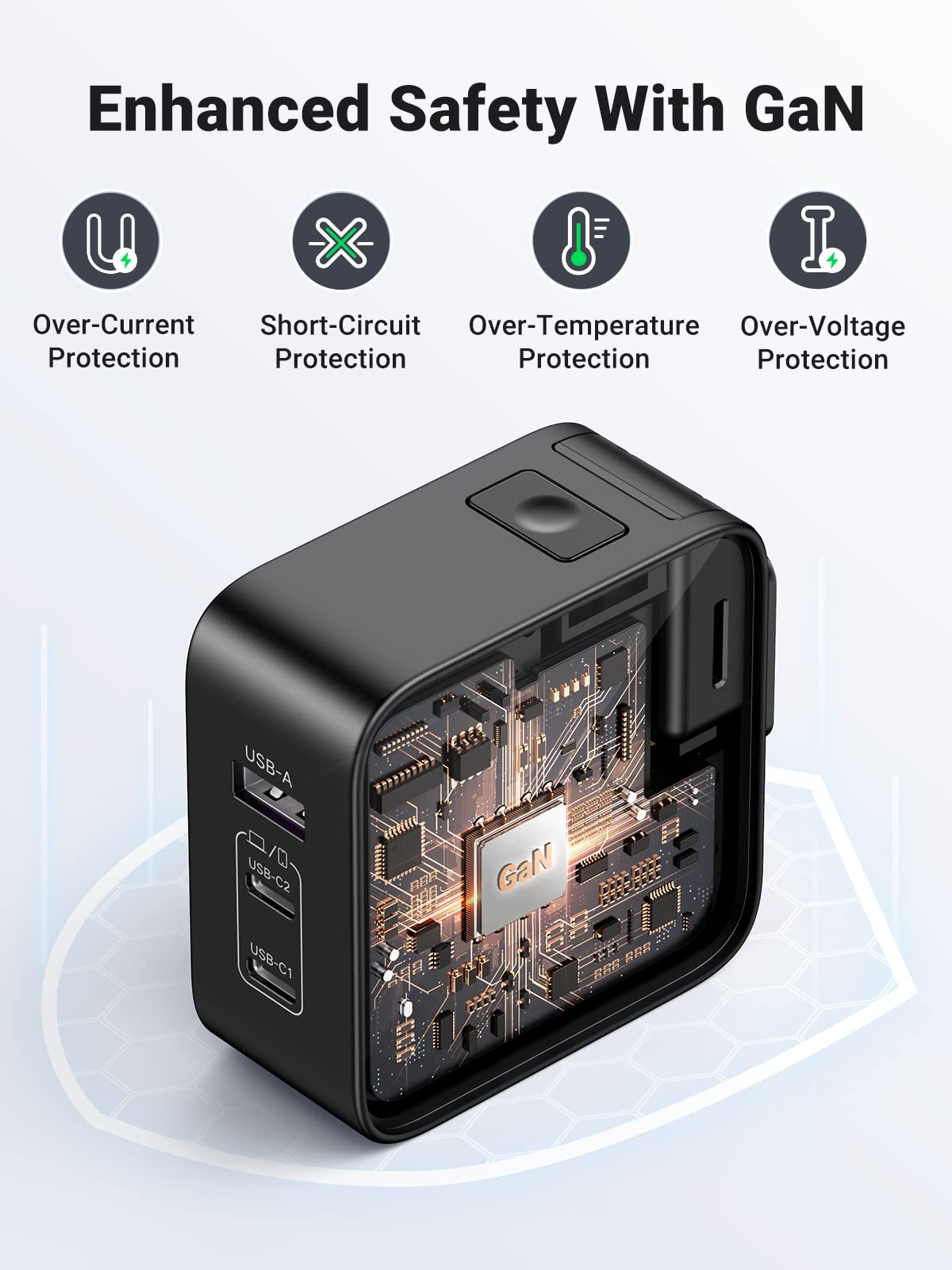 mousebows Nexode 65W 3-Port Travel Charger with US/UK/EU Plug