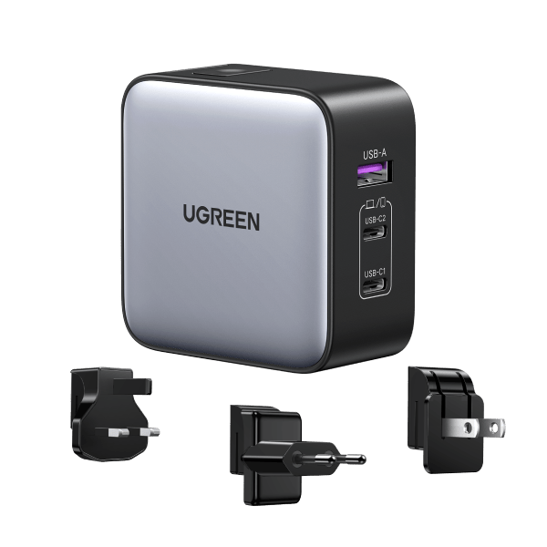 mousebows Nexode 65W 3-Port Travel Charger with US/UK/EU Plug