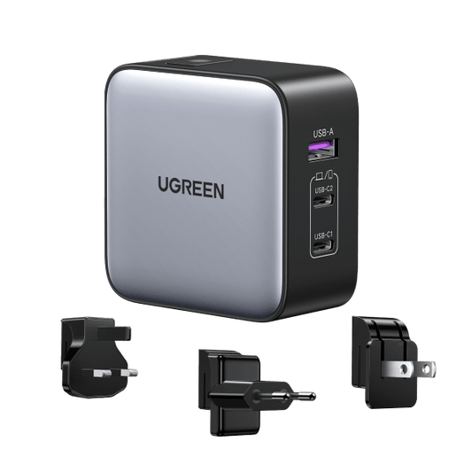 mousebows Nexode 65W 3-Port Travel Charger with US/UK/EU Plug