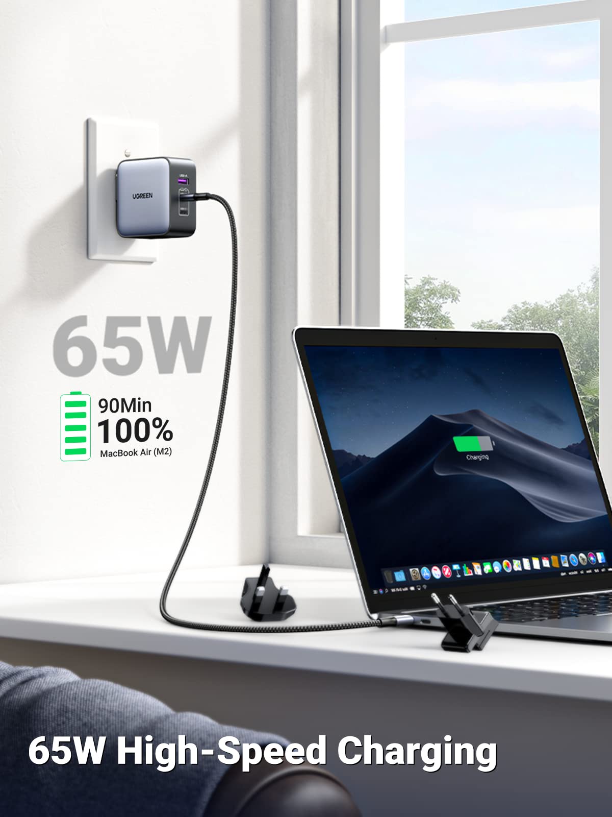 mousebows Nexode 65W 3-Port Travel Charger with US/UK/EU Plug