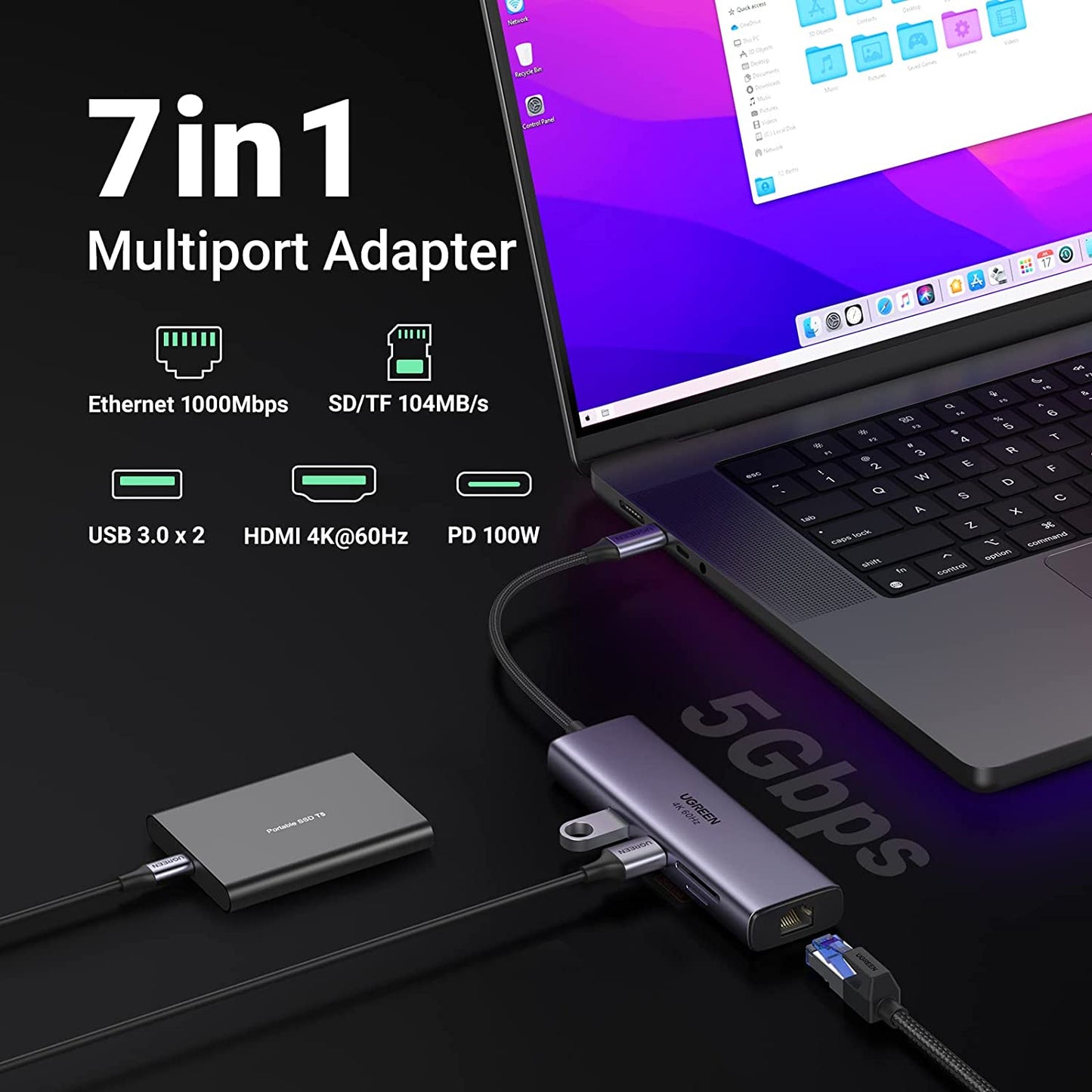 mousebows 7-in-1 USB-C Hub with 4K HDMI