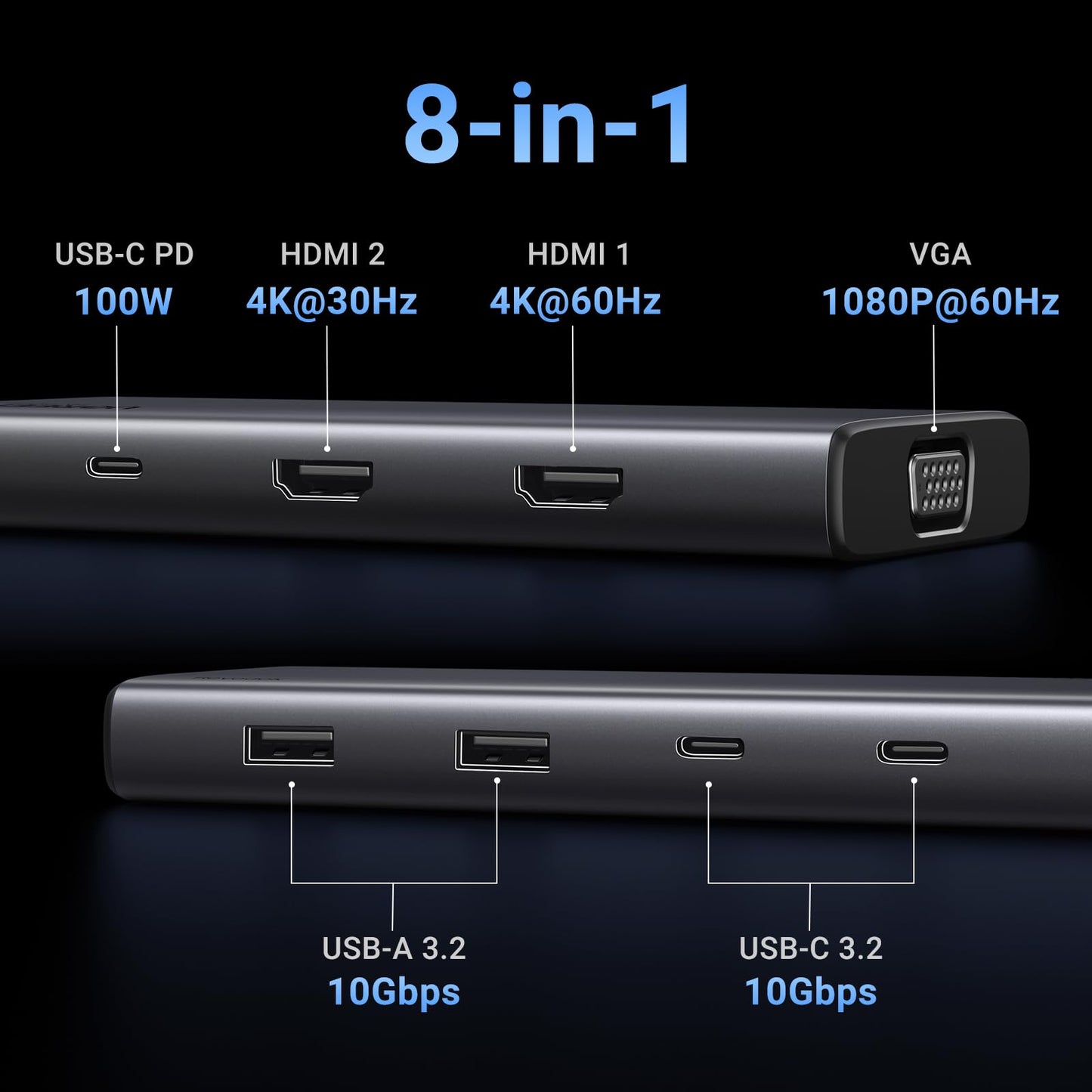mousebows 8 in 1 USB C 4K Docking Station Dual Monitor