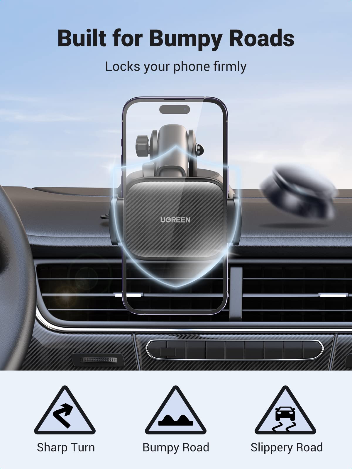 mousebows Car Phone Holder (Telescopic Arm, 360° Rotation)