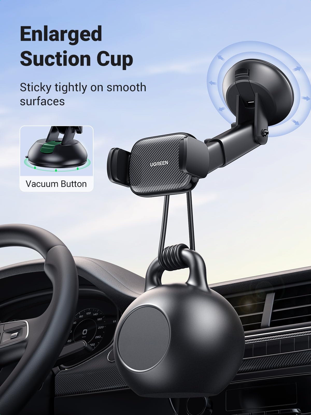 mousebows Car Phone Holder (Telescopic Arm, 360° Rotation)