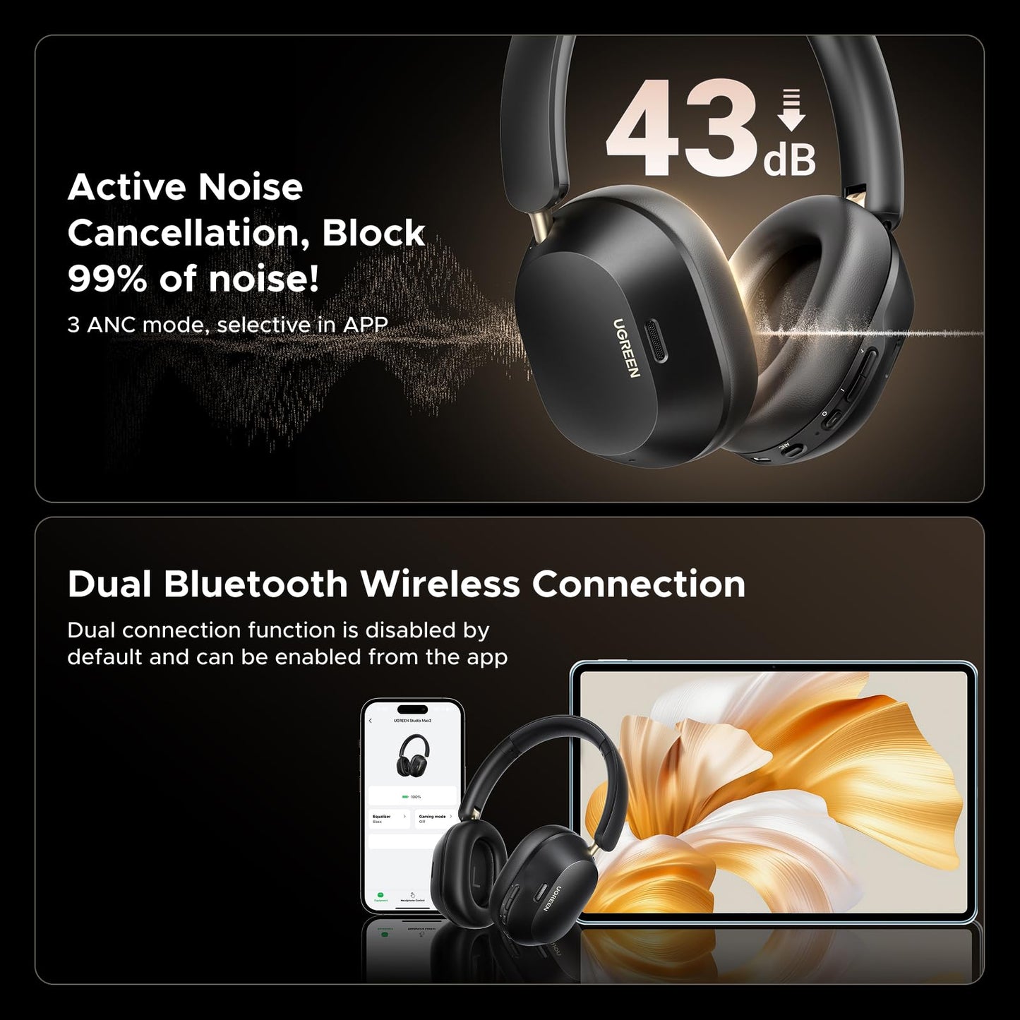mousebows HiTune MAX 5C  Bluetooth Headphones (Over-Ear, Noise-Canceling, Hi-Res)