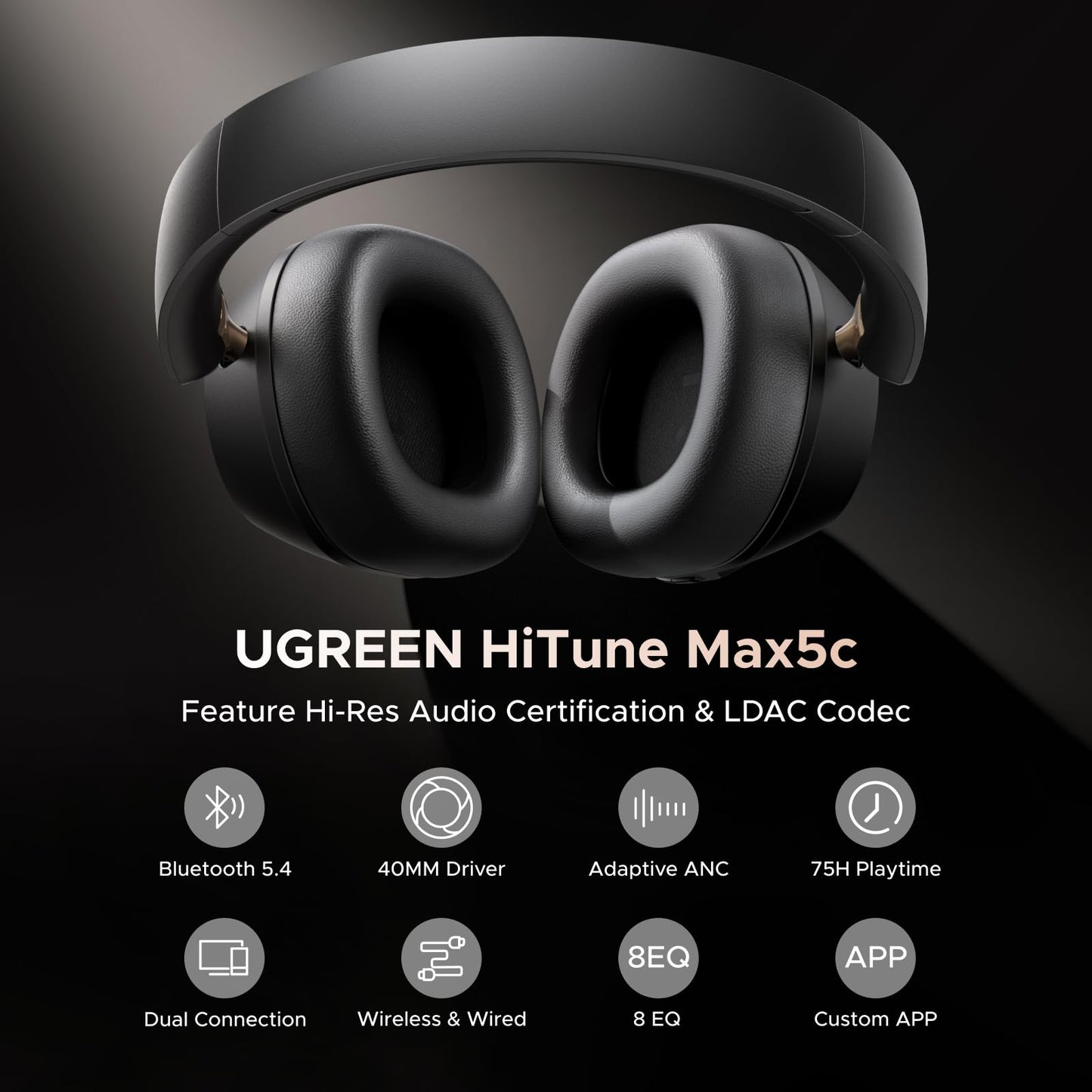 mousebows HiTune MAX 5C  Bluetooth Headphones (Over-Ear, Noise-Canceling, Hi-Res)