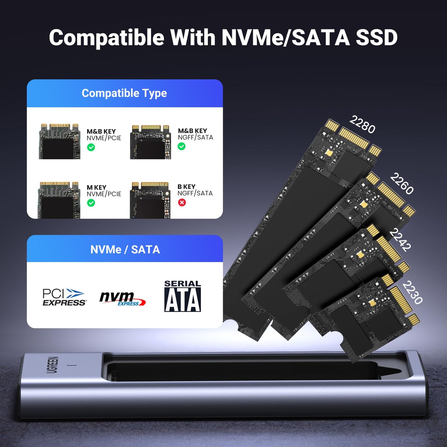 mousebows M.2 NVMe SATA SSD Enclosure