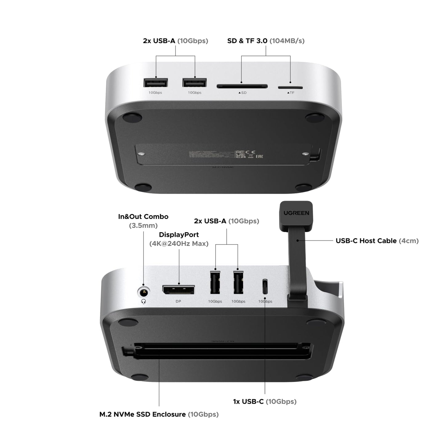 mousebows Mac mini M4 Dock with 4K144Hz Display Port and SSD Enclosure
