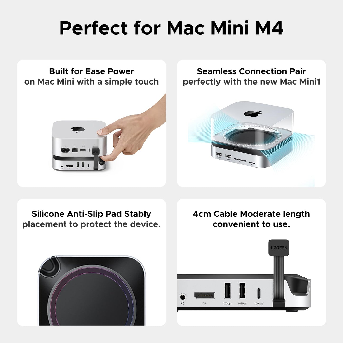 mousebows Mac mini M4 Dock with 4K144Hz Display Port and SSD Enclosure