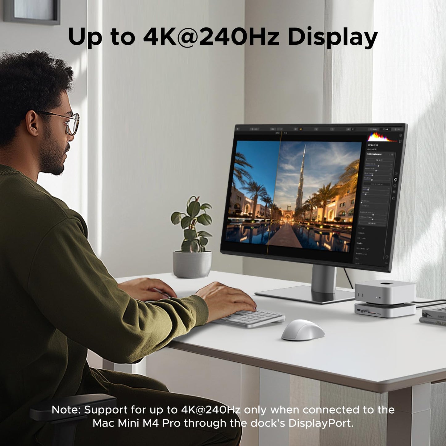 mousebows Mac mini M4 Dock with 4K144Hz Display Port and SSD Enclosure