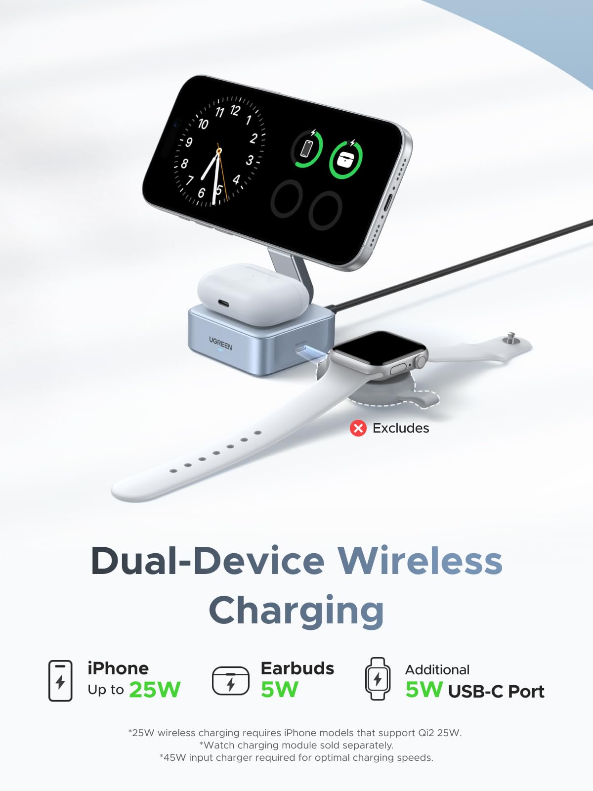 mousebows MagFlow 2-in-1 Magnetic Wireless Charger (Qi2 25W, MagSafe-Compatible)