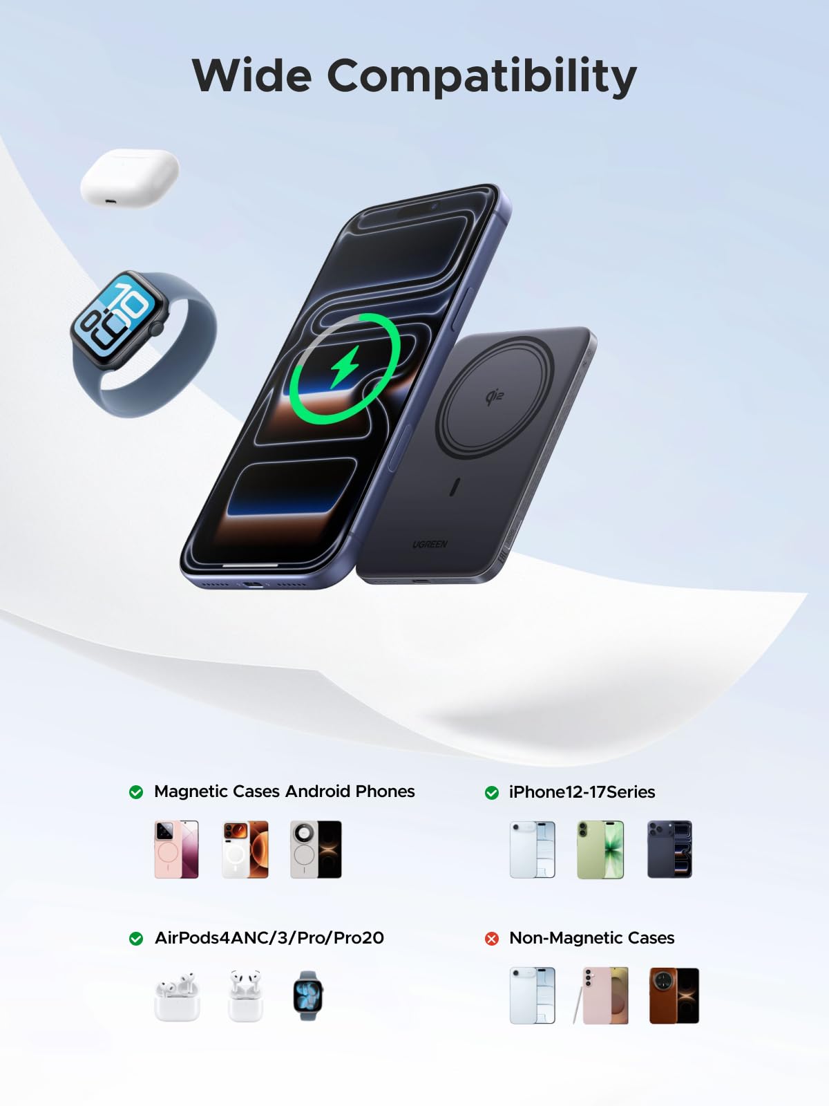 mousebows MagFlow Air Magnetic Power Bank (5000mAh, Qi2 15W)
