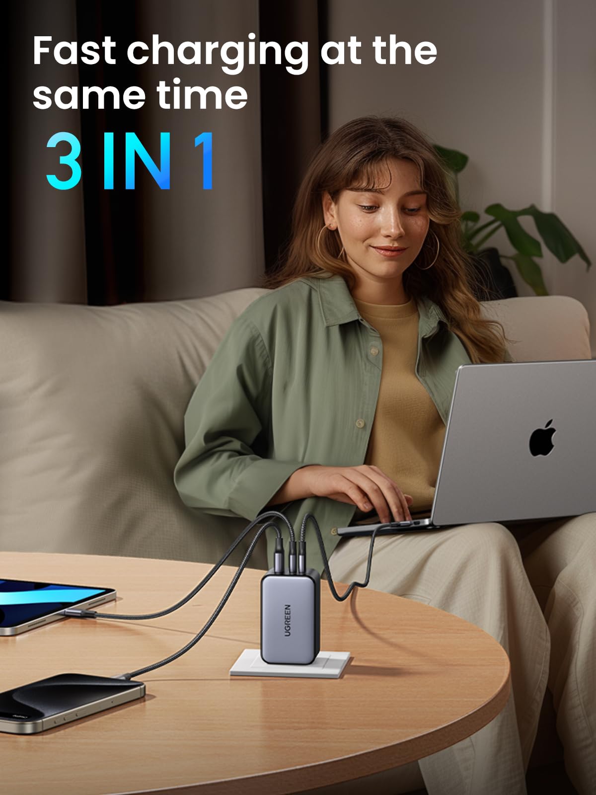mousebows Nexode 100W 3-Port Charger with Foldable Plug