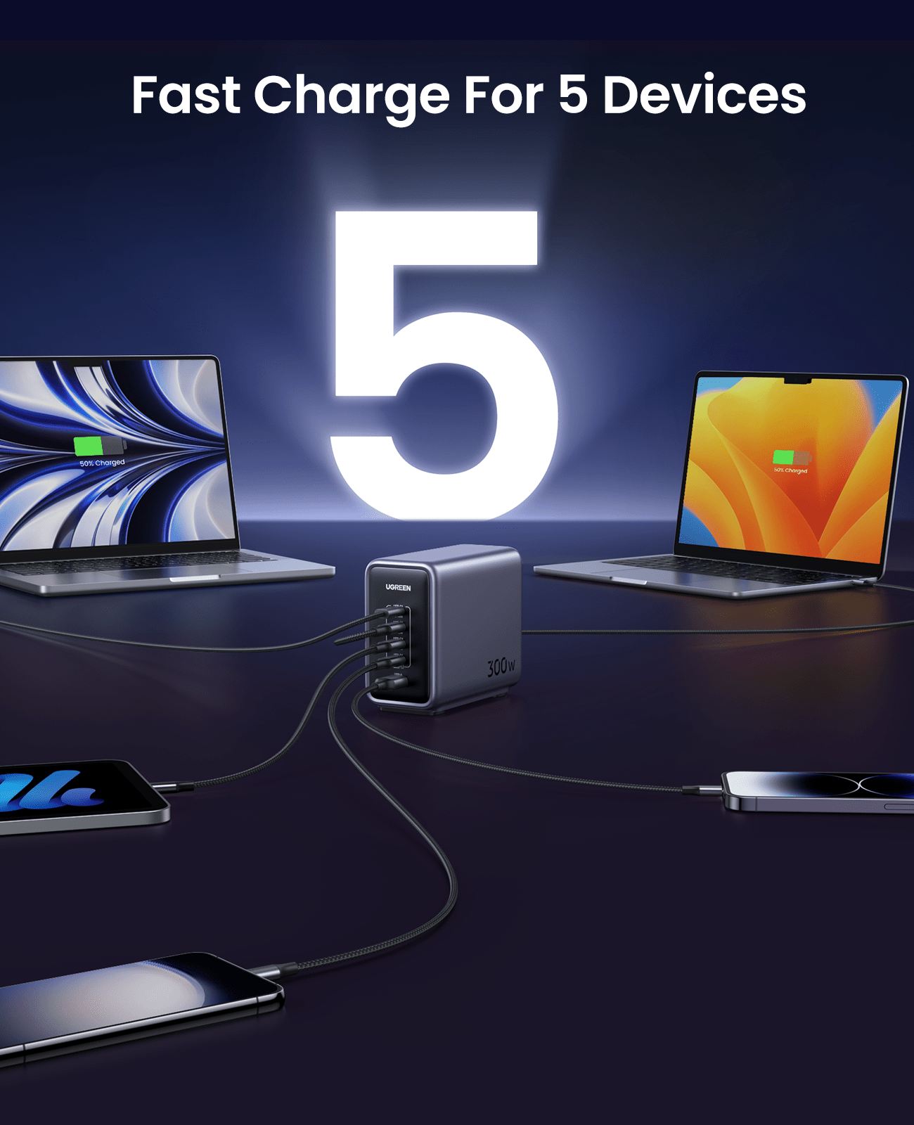 mousebows Nexode 300W 5-Port Desktop Charger