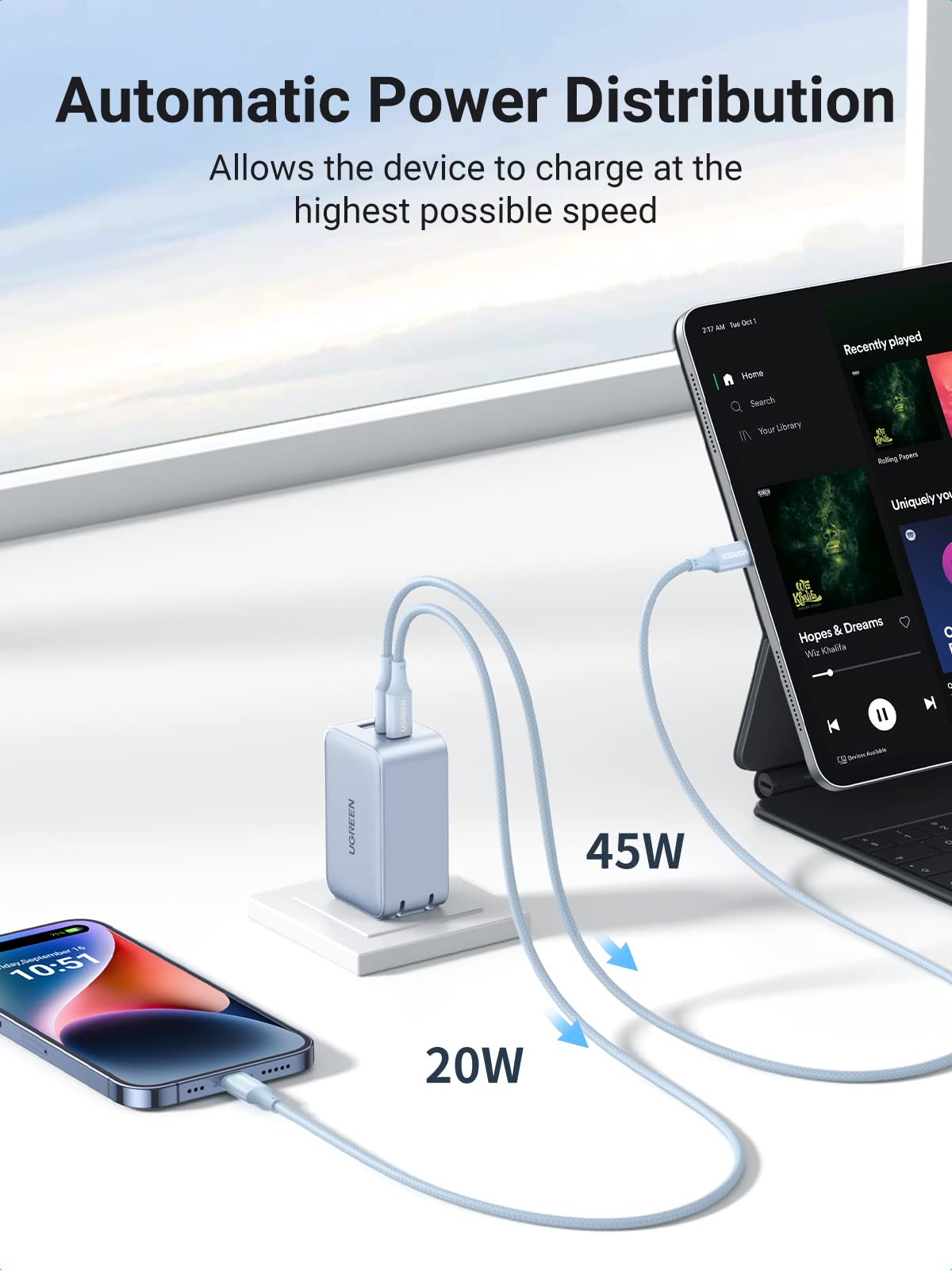 mousebows Nexode 65W USB C GaN Charger-3 Ports Wall Charger Bundle