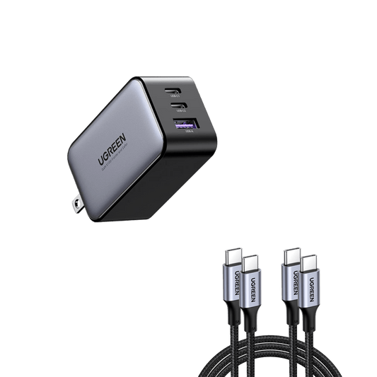 mousebows Nexode 65W USB C GaN Charger-3 Ports Wall Charger Bundle