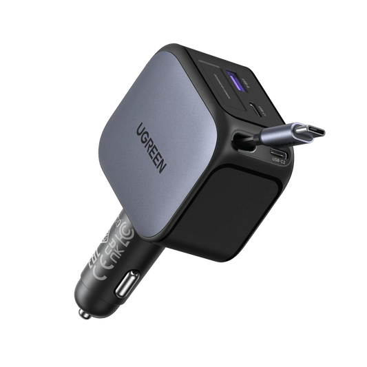 mousebows Nexode Car Charger 145W with Retractable USB-C Cable