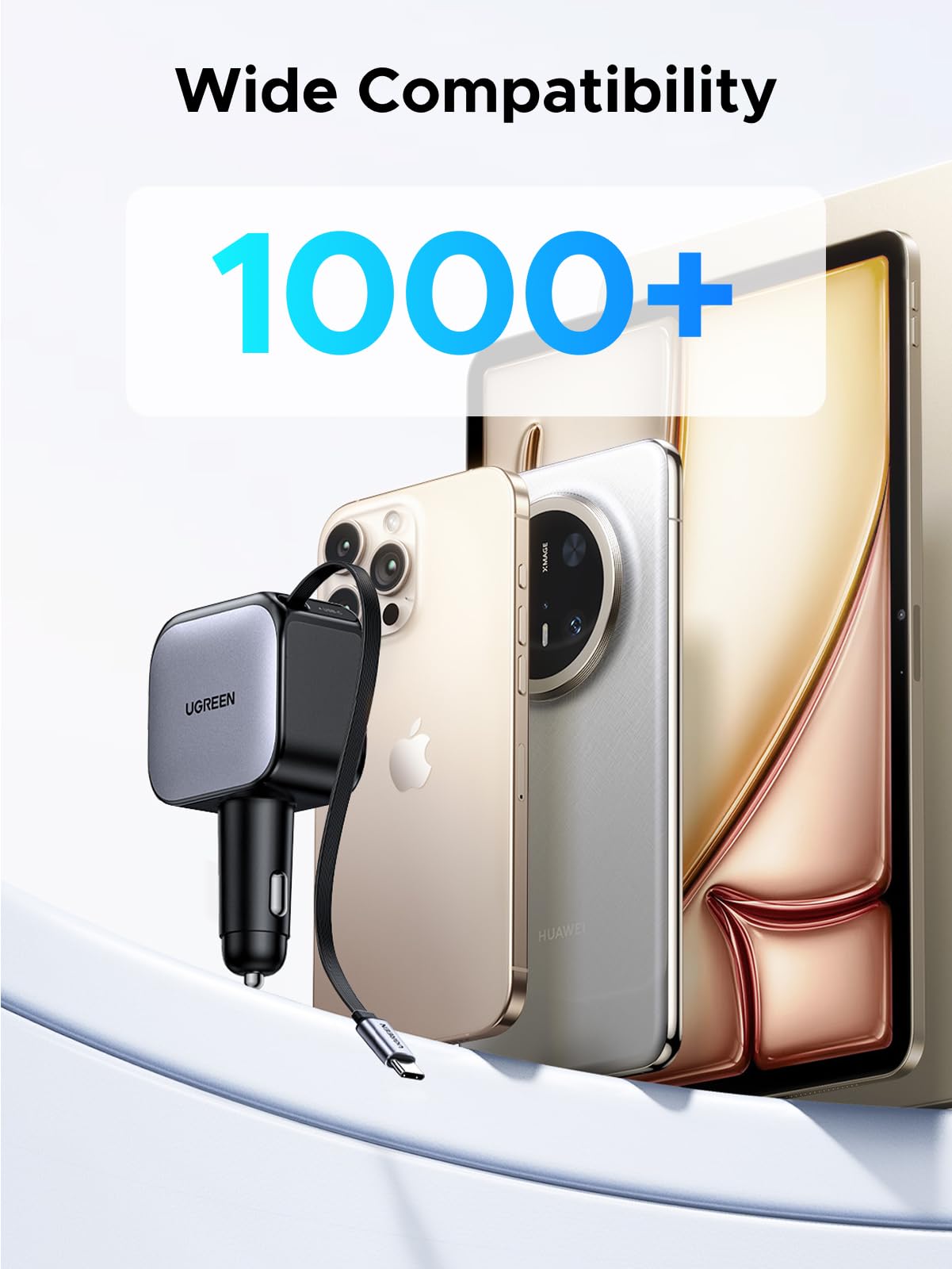 mousebows Nexode Car Charger 60W with Retractable USB-C Cable