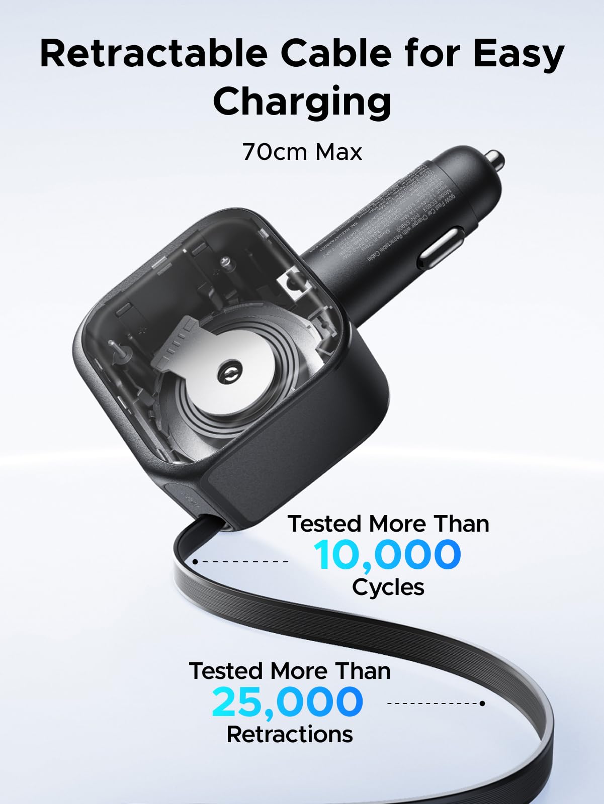 mousebows Nexode Car Charger 60W with Retractable USB-C Cable