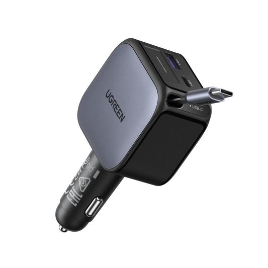 mousebows Nexode Car Charger 60W with Retractable USB-C Cable