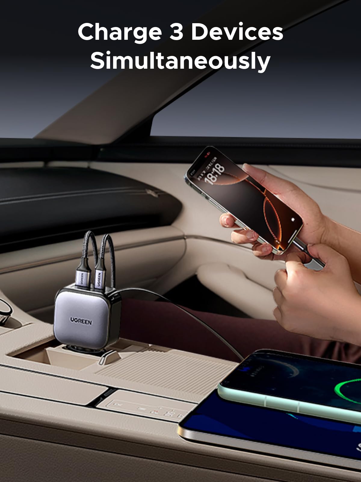mousebows Nexode Car Charger 60W with Retractable USB-C Cable