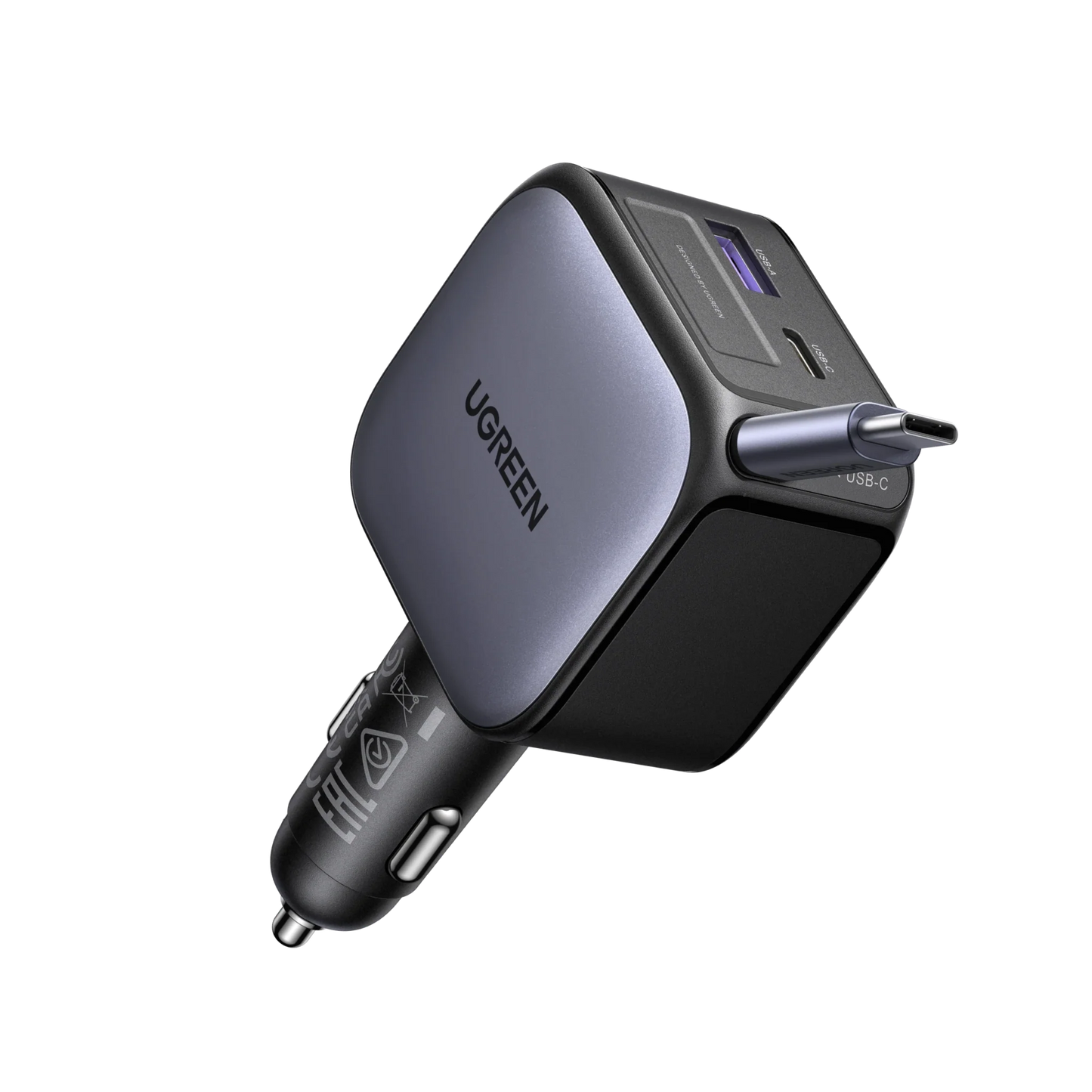mousebows Nexode Car Charger 90W with Retractable USB-C Cable
