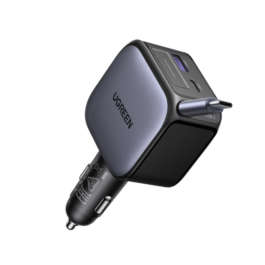 mousebows Nexode Car Charger 90W with Retractable USB-C Cable