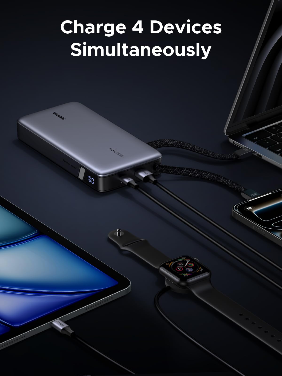 mousebows Nexode Power Bank 25000mAh 165W with Built-in Cables